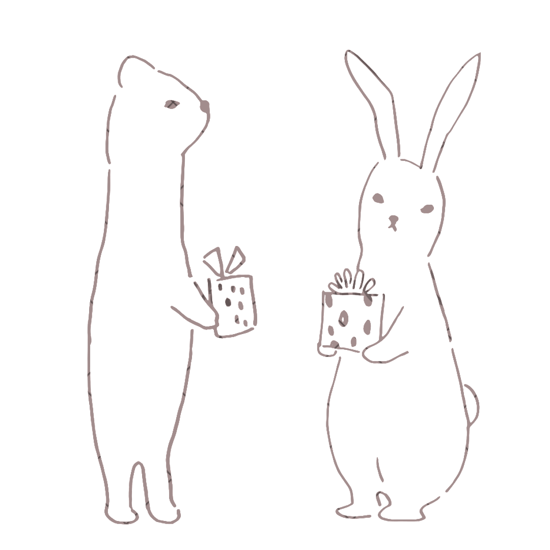 くまとうさぎの手描きイラスト